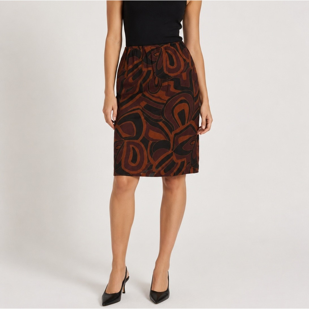 Dries Van Noten Printed Silk Designer Pencil Skirt Size 40